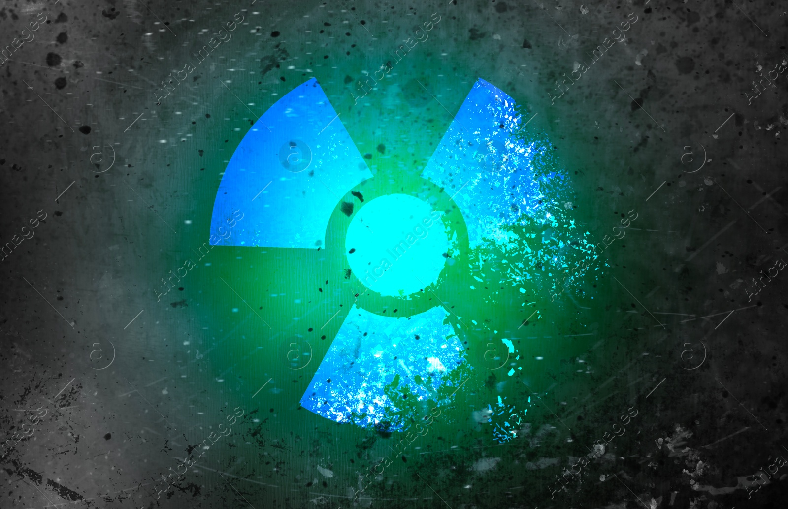 Radioactive sign on dark grey textured surface. Radiological pollution Image of Radioactive sign on dark grey textured surface. Radiological pollution