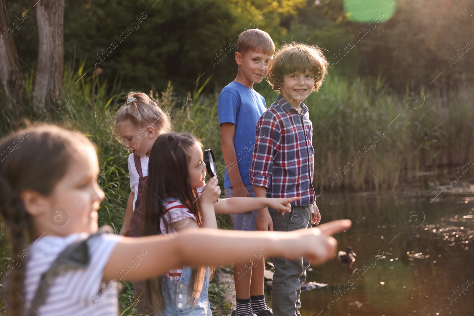 Children spending time in nature, selective focus Photo of Children spending time in nature, selective focus