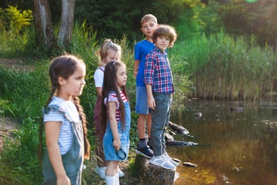 Photo of Children spending time in nature, selective focus
