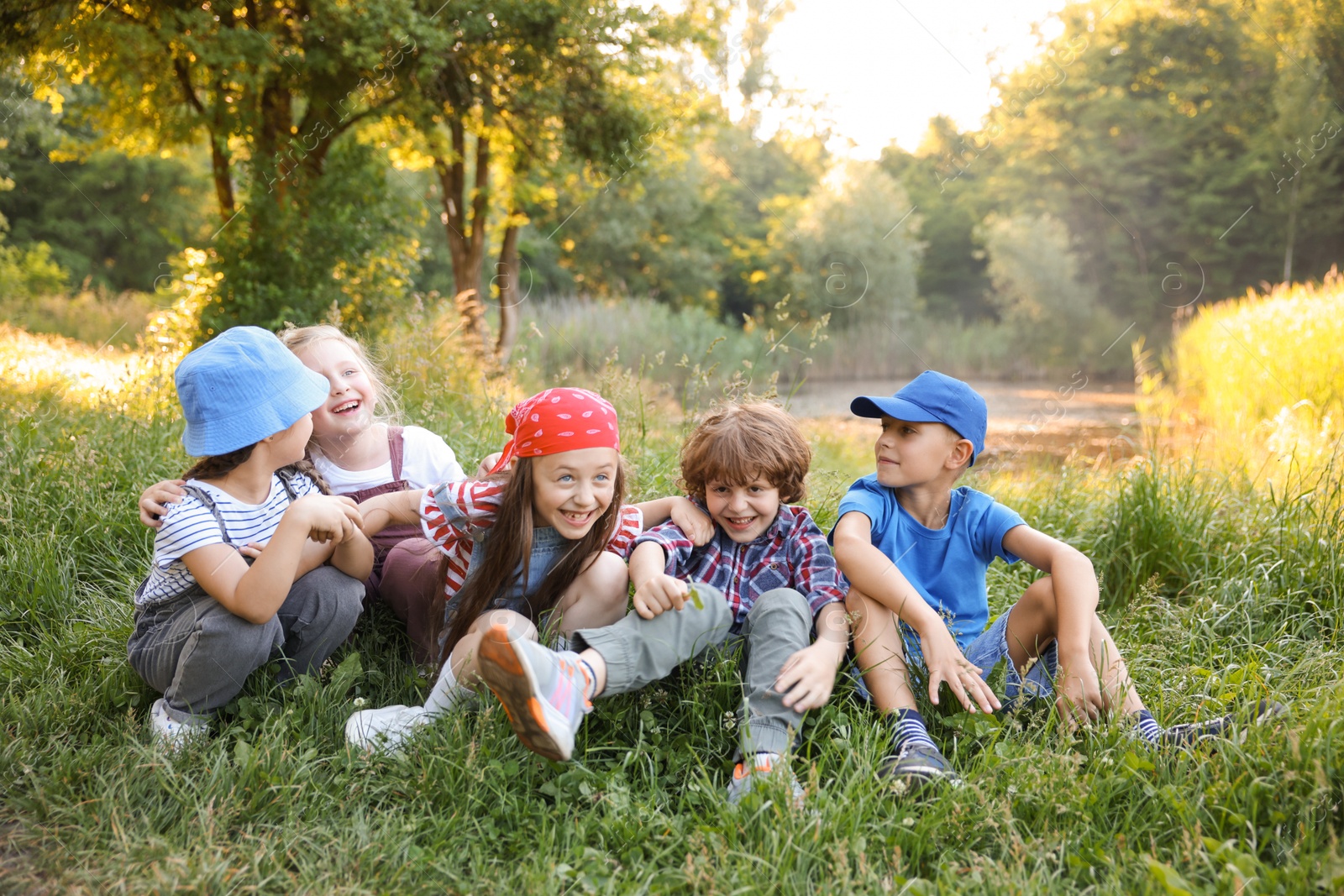 Group of children spending time in nature Photo of Group of children spending time in nature