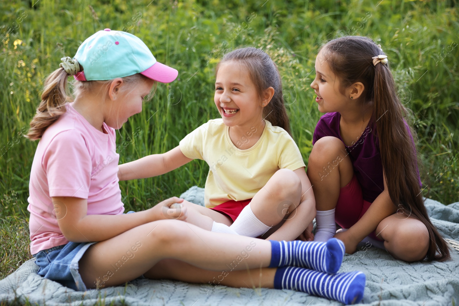 Children spending time in nature on summer day Photo of Children spending time in nature on summer day