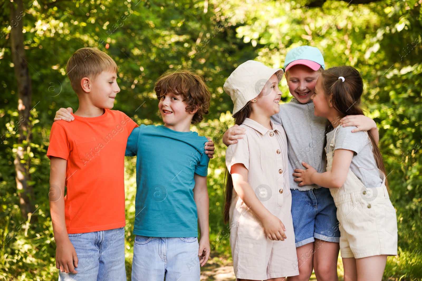 Happy children spending time together in nature Photo of Happy children spending time together in nature