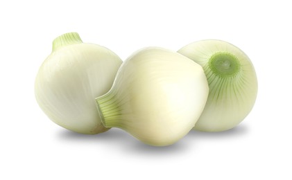 Image of Fresh ripe onion bulbs isolated on white