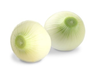 Image of Fresh ripe onion bulbs isolated on white