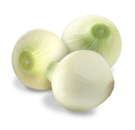 Image of Fresh ripe onion bulbs isolated on white