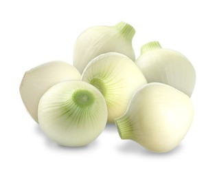 Image of Fresh ripe onion bulbs isolated on white