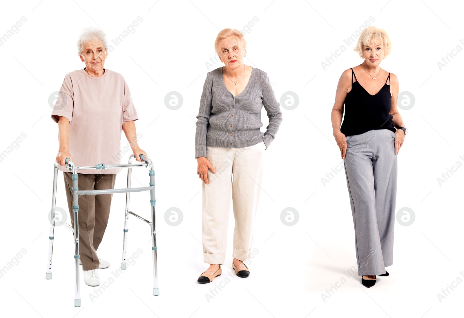 Senior women on white background, set of portraits Image of Senior women on white background, set of portraits