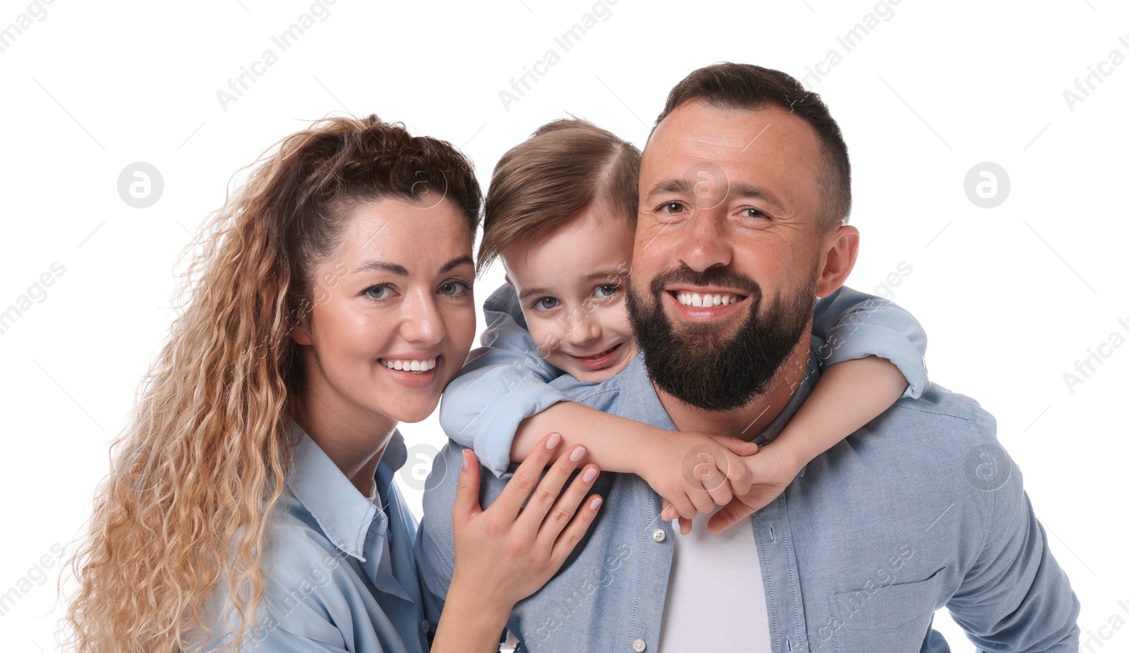 Portrait of happy family on white background Photo of Portrait of happy family on white background