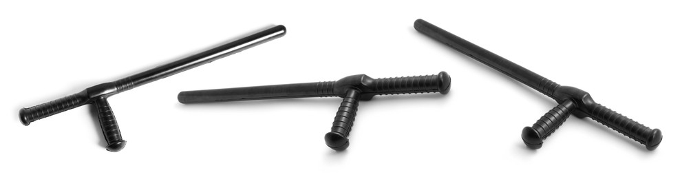 Image of Baton on white background, set. Police equipment