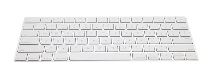 Photo of Modern wireless computer keyboard isolated on white