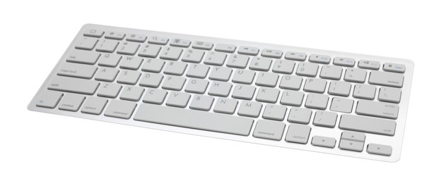 Photo of Modern wireless computer keyboard isolated on white