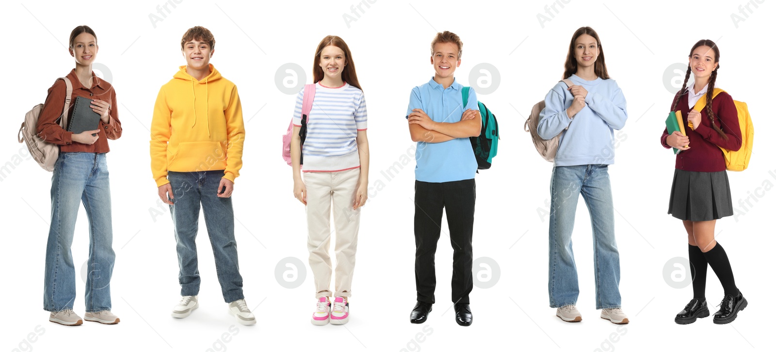 Teenagers on white background, collection of portraits Image of Teenagers on white background, collection of portraits