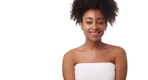 Image of Before and after suntanning. Photo of woman divided into halves on white background. Banner design with space for text