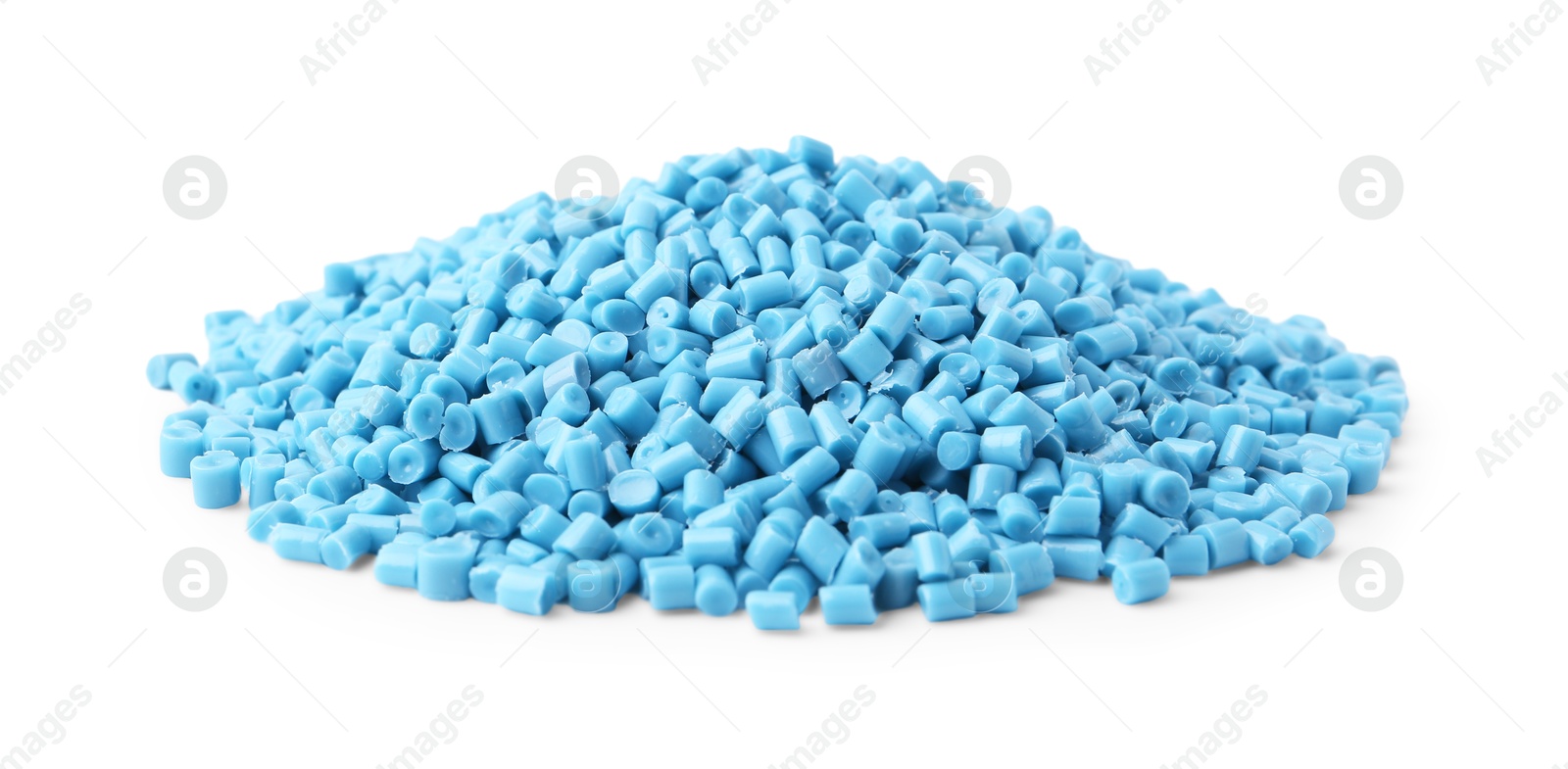 Pile of light blue plastic granules isolated on white Image of Pile of light blue plastic granules isolated on white
