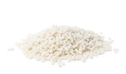 Image of Pile of white plastic granules isolated on white