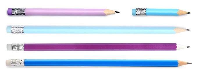Image of Different graphite pencils isolated on white, set