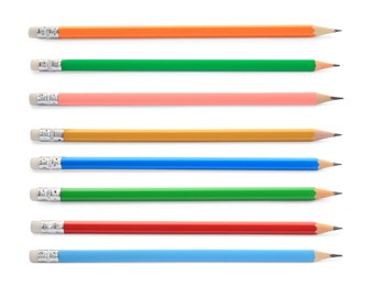 Image of Different graphite pencils isolated on white, set