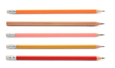 Image of Different graphite pencils isolated on white, set