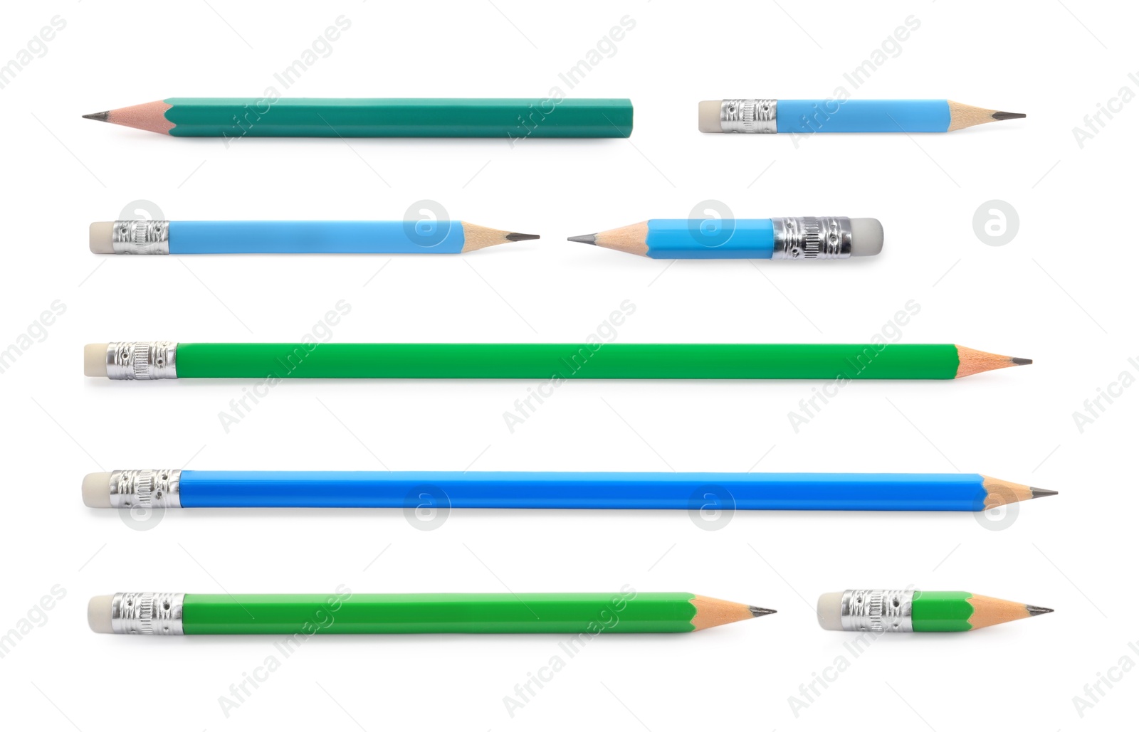 Image of Different graphite pencils isolated on white, set