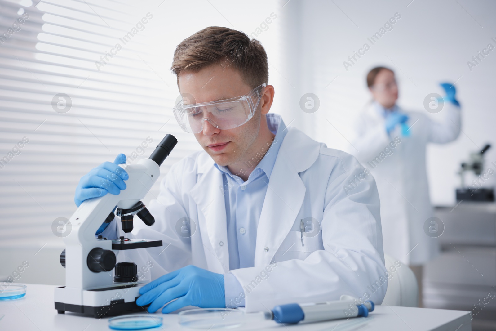 Medical analysis. Scientists working with samples in laboratory, selective focus Photo of Medical analysis. Scientists working with samples in laboratory, selective focus