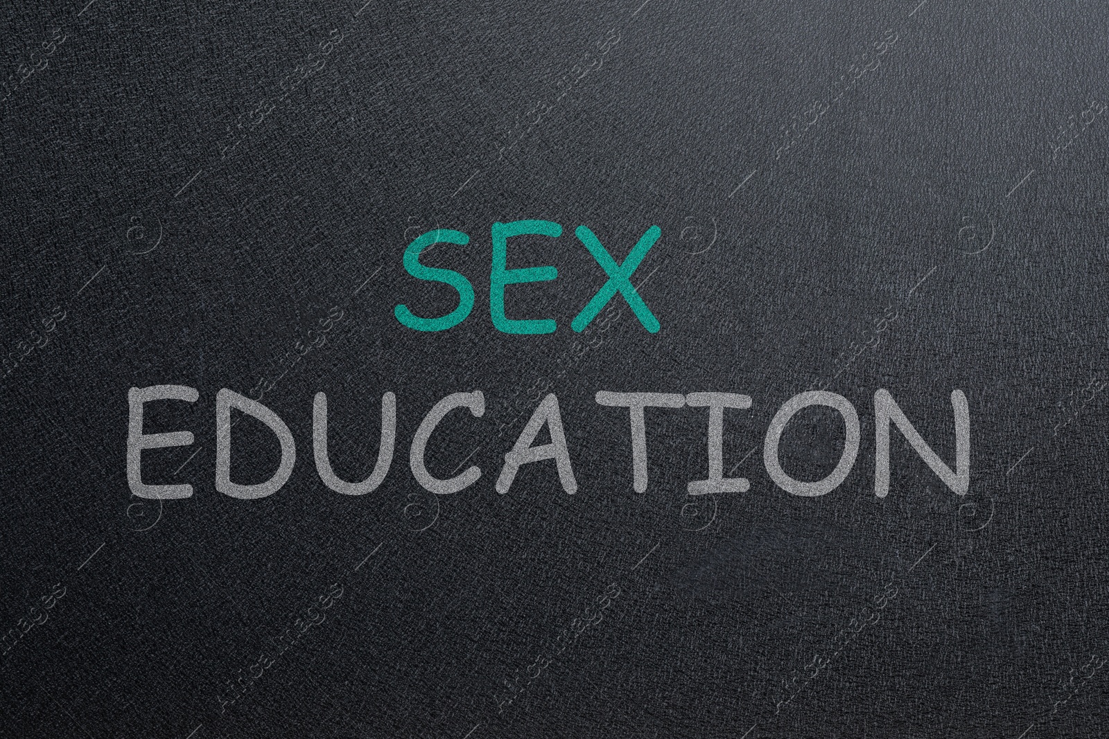 Sex Education inscription on black chalkboard. School program Image of Sex Education inscription on black chalkboard. School program