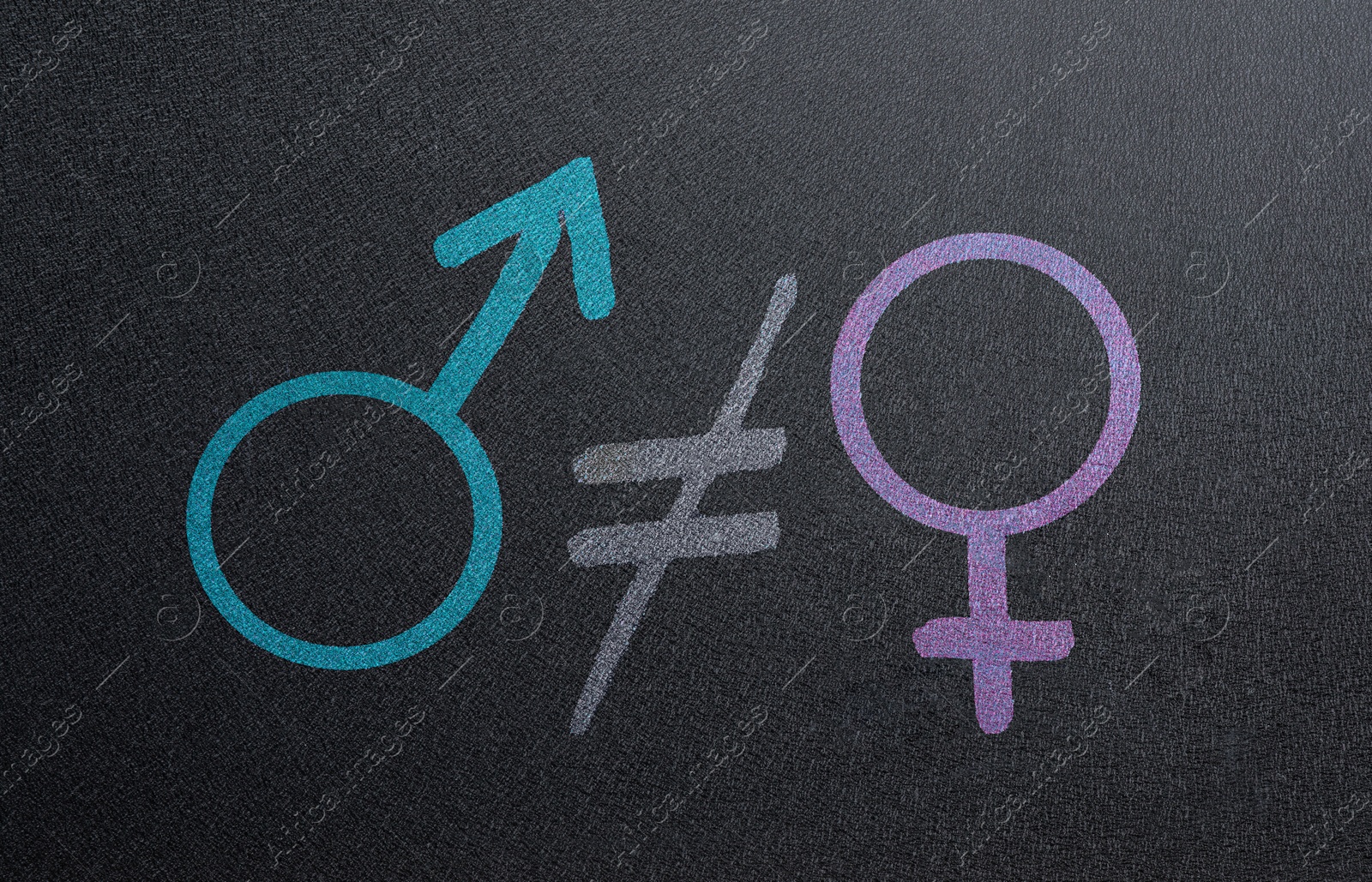 Sex education. Crossed equals sign between female and male gender symbols on green chalkboard Image of Sex education. Crossed equals sign between female and male gender symbols on green chalkboard