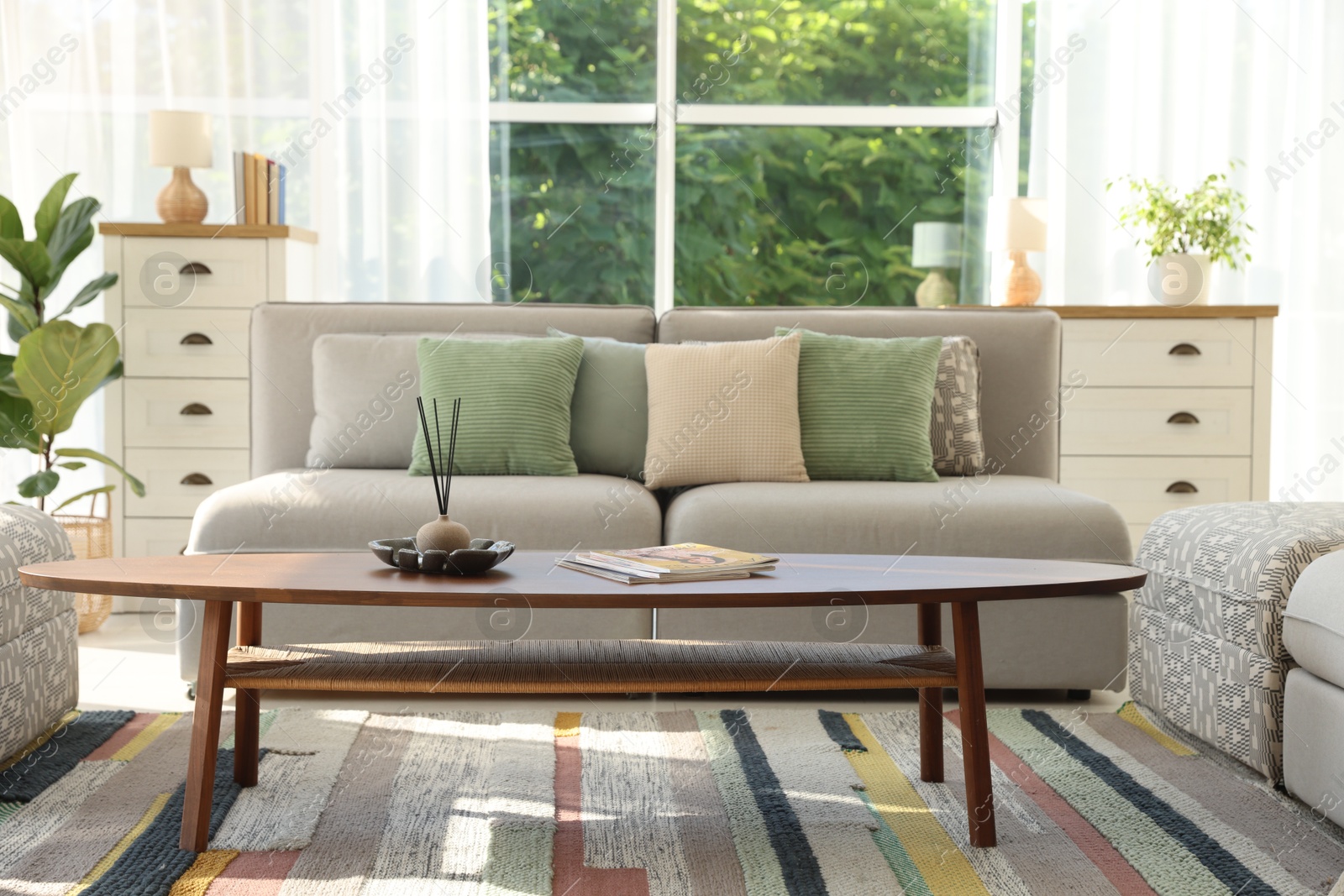 Stylish sofa and other furniture in living room. Interior design Photo of Stylish sofa and other furniture in living room. Interior design