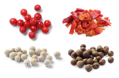 Image of Different types of peppers, set. Spices isolated on white