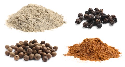Image of Different types of peppers, set. Spices isolated on white