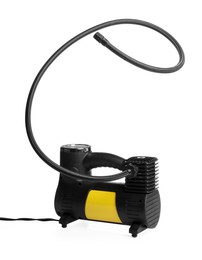 Photo of One modern tire inflator isolated on white