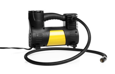 Photo of One modern tire inflator isolated on white