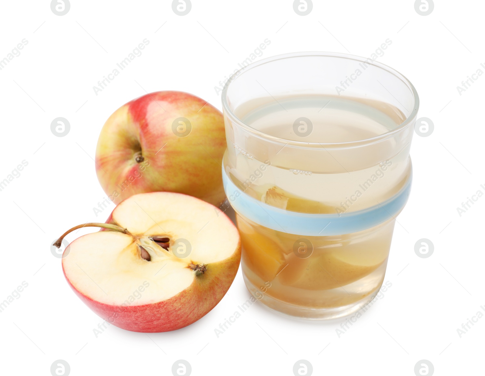 Photo of Tasty compot with apples isolated on white