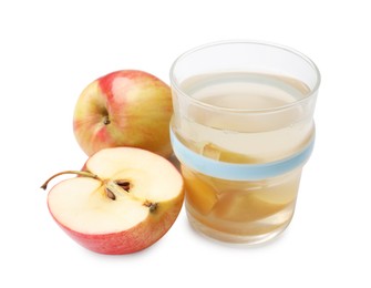 Photo of Tasty compot with apples isolated on white
