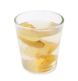 Photo of Tasty compot with apples isolated on white