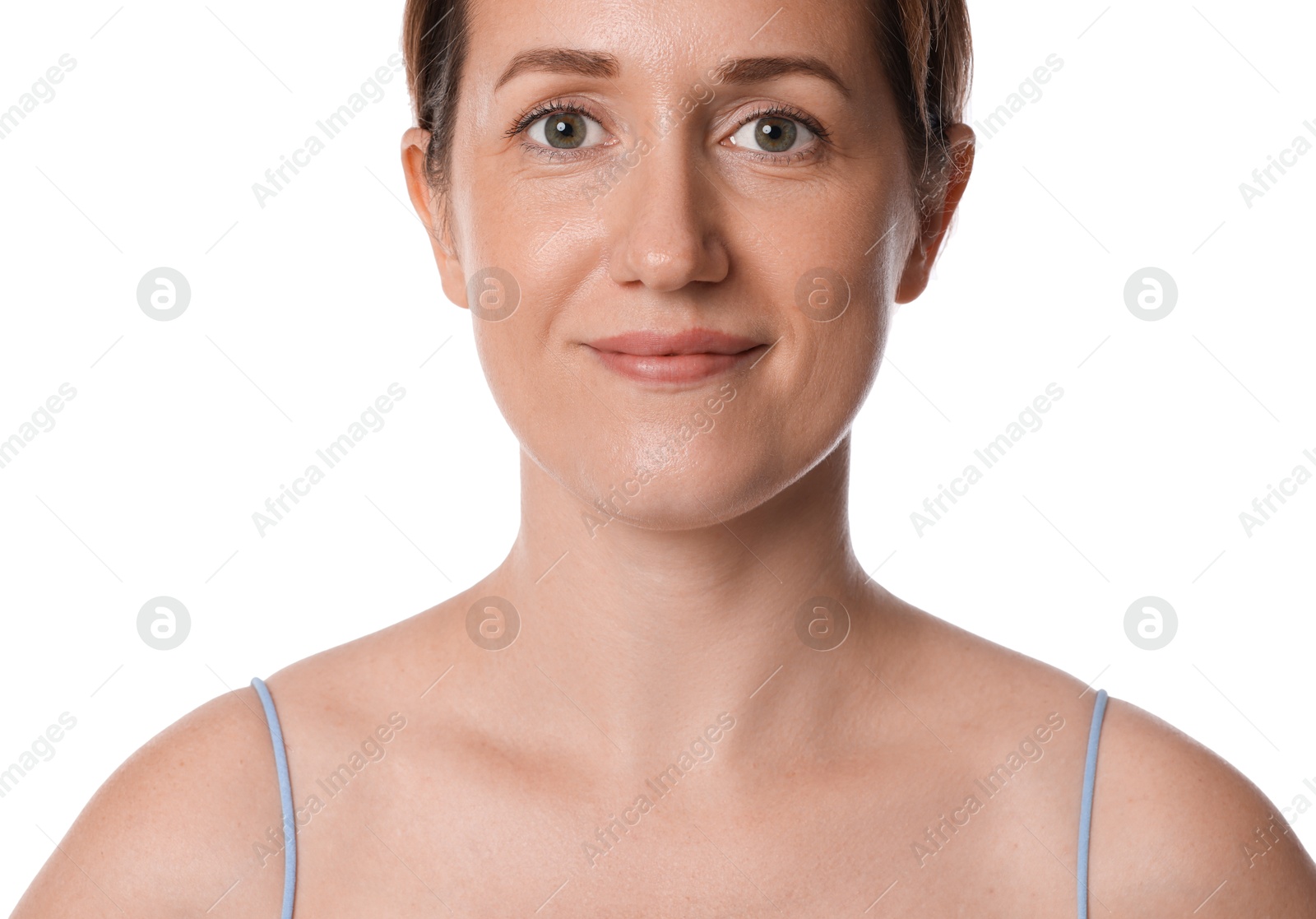 Photo of Portrait of beautiful woman on white background