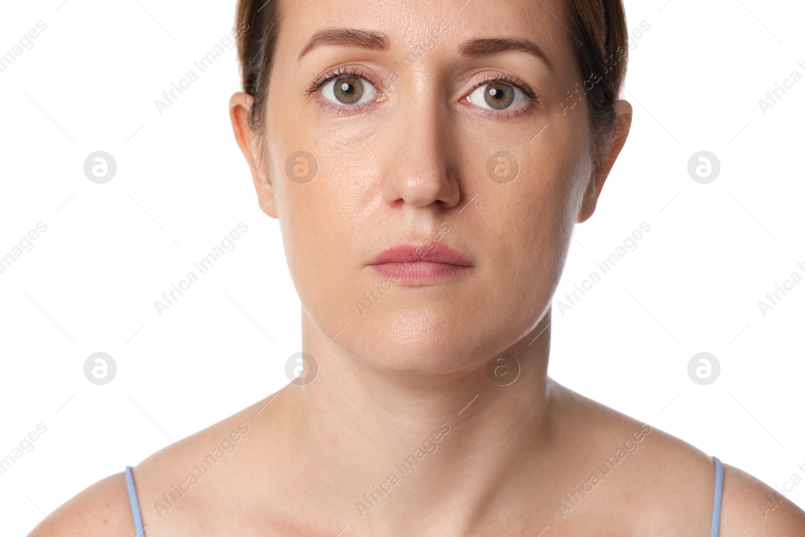 Photo of Portrait of beautiful woman on white background