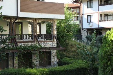 Photo of Sveti Vlas, Bulgaria - July 13, 2025: Beautiful buildings and different green plants