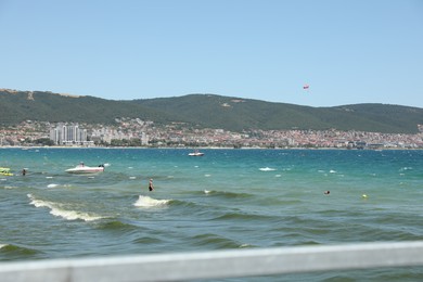 Photo of Sveti Vlas, Bulgaria - July 12, 2025: Picturesque seascape with mountains, coastline and boats
