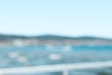 Photo of Blurred view of beautiful seascape with coastline