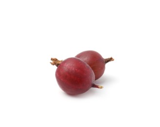 Photo of Fresh ripe red gooseberries isolated on white