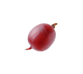 Photo of Fresh ripe red gooseberry isolated on white, top view