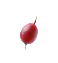 Photo of Fresh ripe red gooseberry isolated on white, top view