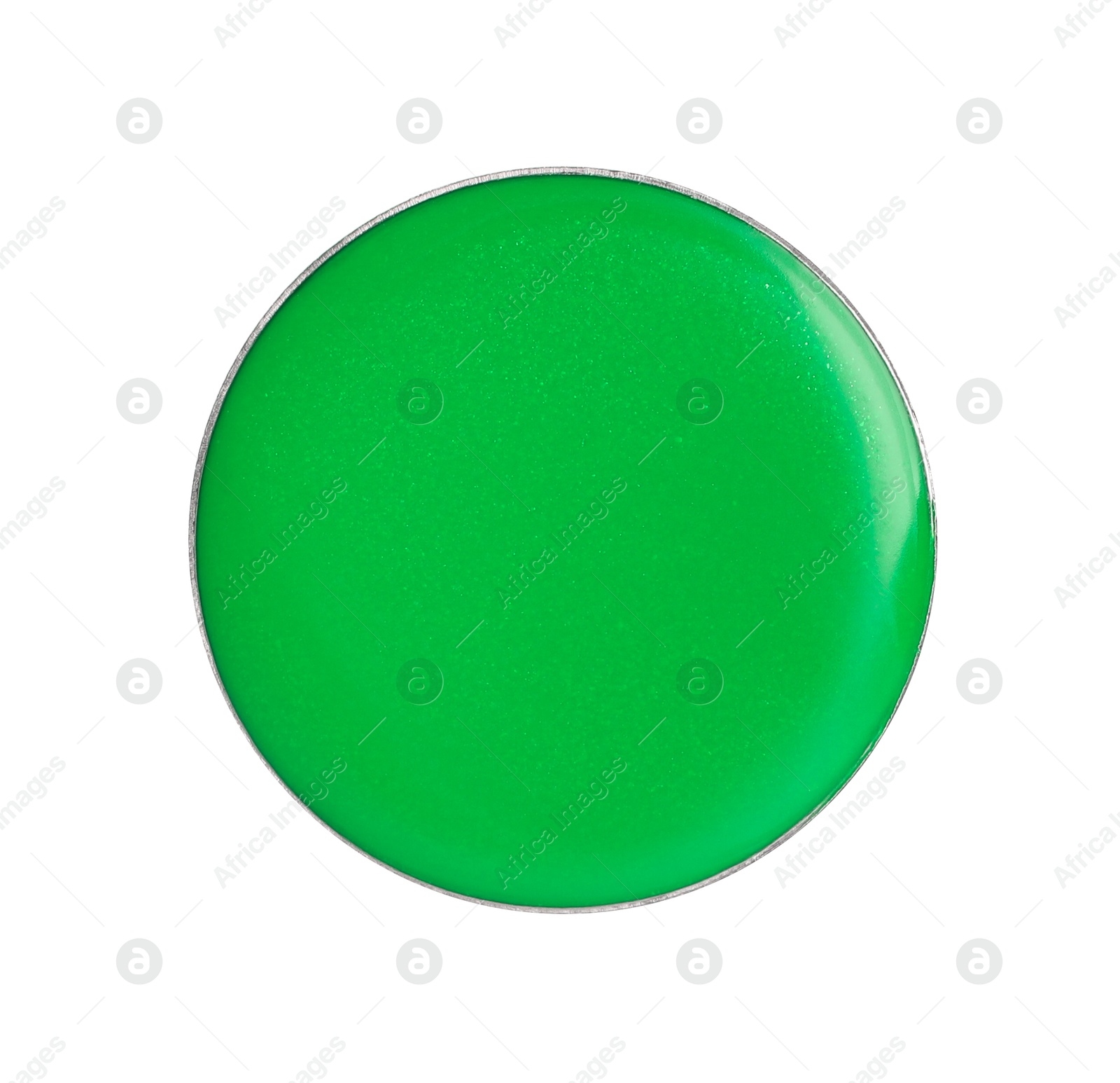 Image of Cream makeup product for palette refill isolated on white, top view. Green shade