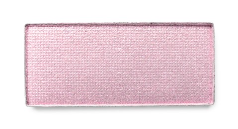 Image of Eye shadow refill pan for palette isolated on white, top view. Pink shade