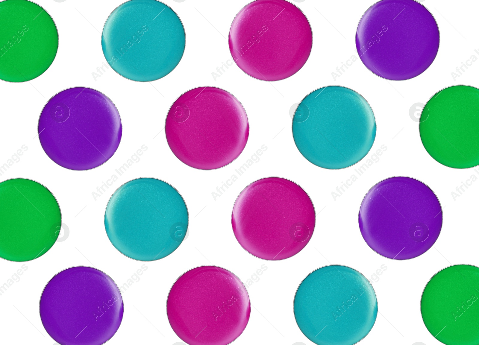 Image of Cream makeup products for palette refill isolated on white, top view. Palette of shades