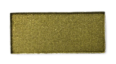 Image of Eye shadow refill pan for palette isolated on white, top view. Olive color