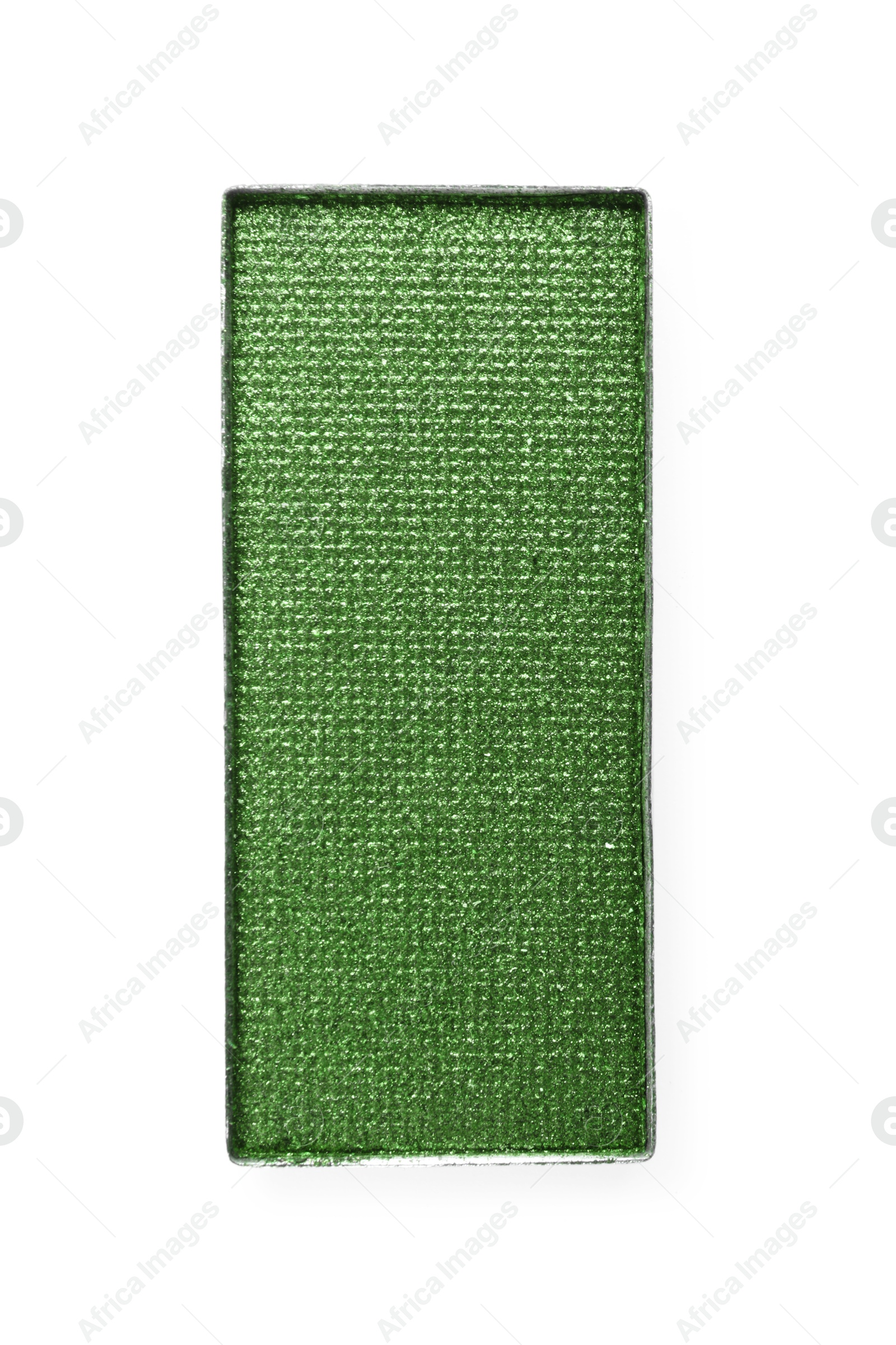 Image of Eye shadow refill pan for palette isolated on white, top view. Green shade