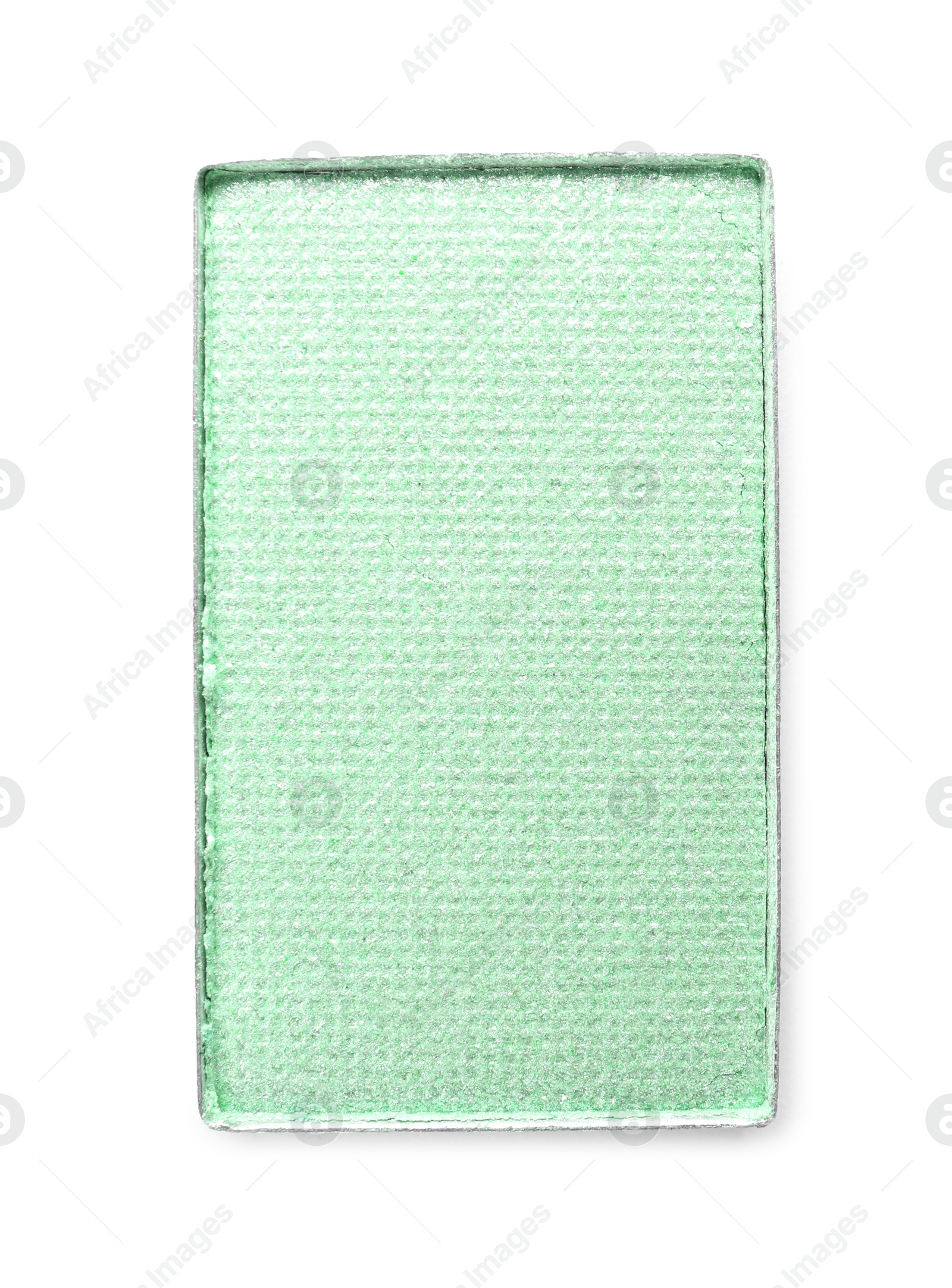 Image of Eye shadow refill pan for palette isolated on white, top view. Green shade