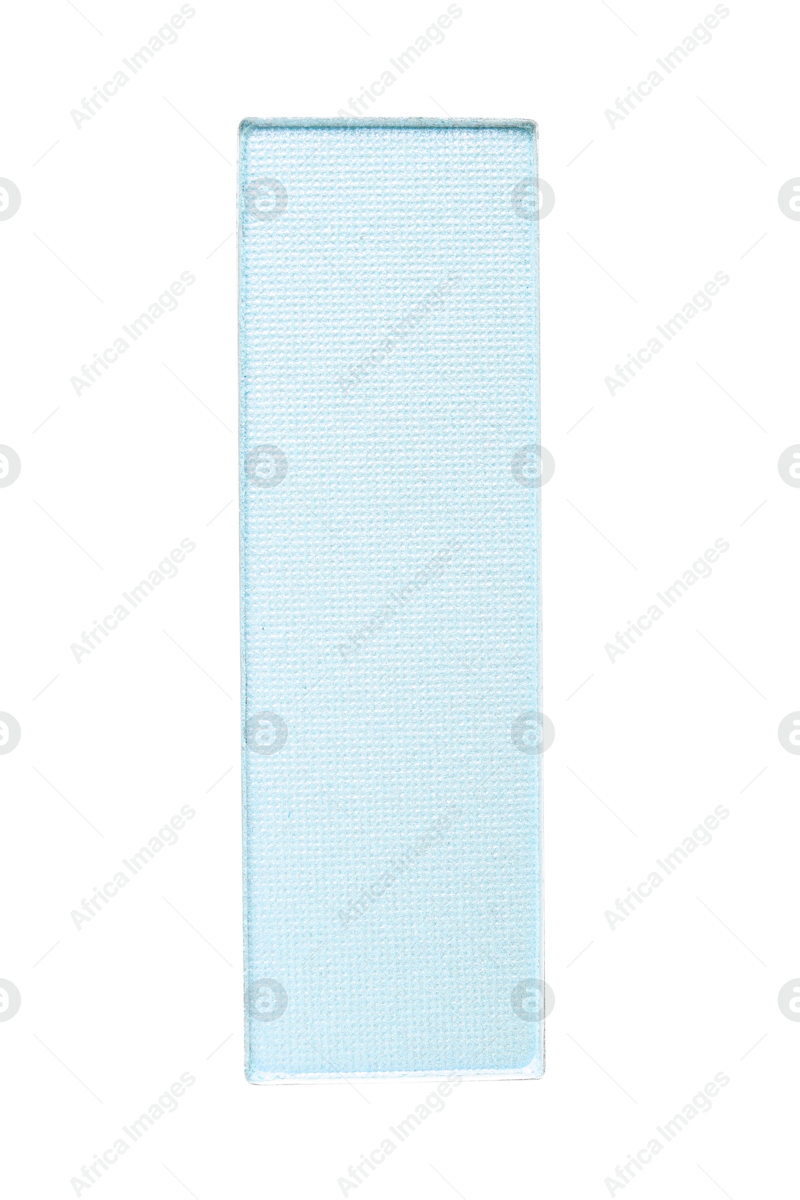 Image of Eye shadow refill pan for palette isolated on white, top view. Light blue shade
