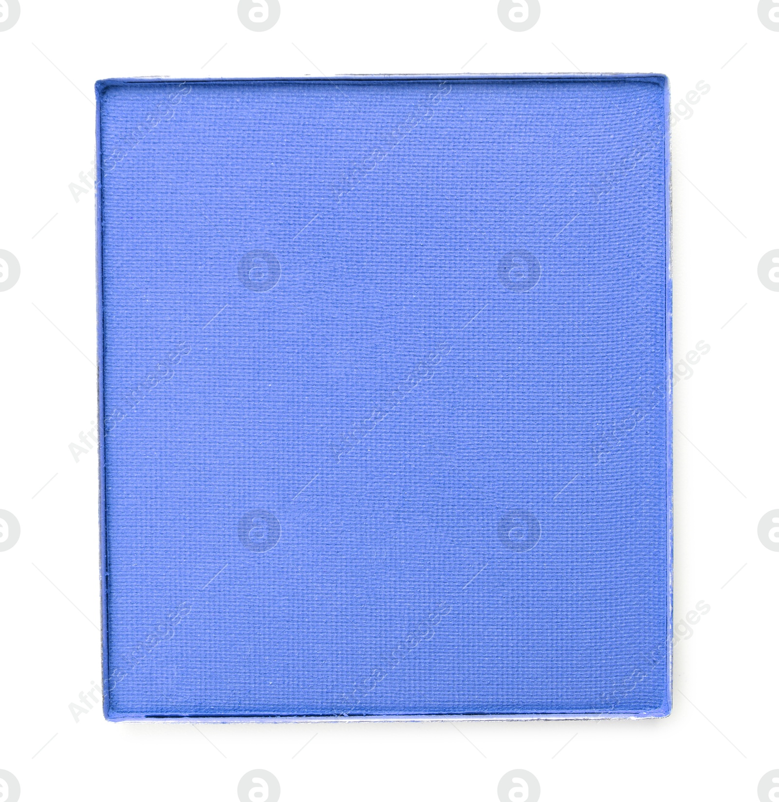 Image of Eye shadow refill pan for palette isolated on white, top view. Blue shade